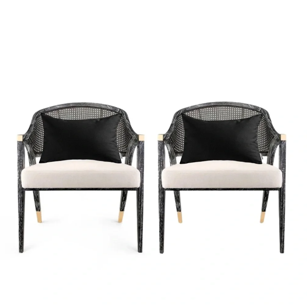 Luxury Home | Classic Black Outdoor Water Resistant Lumbar Throw Pillow Covers